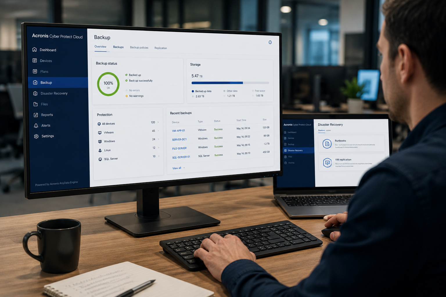 Data backup and recovery infrastructure visualization