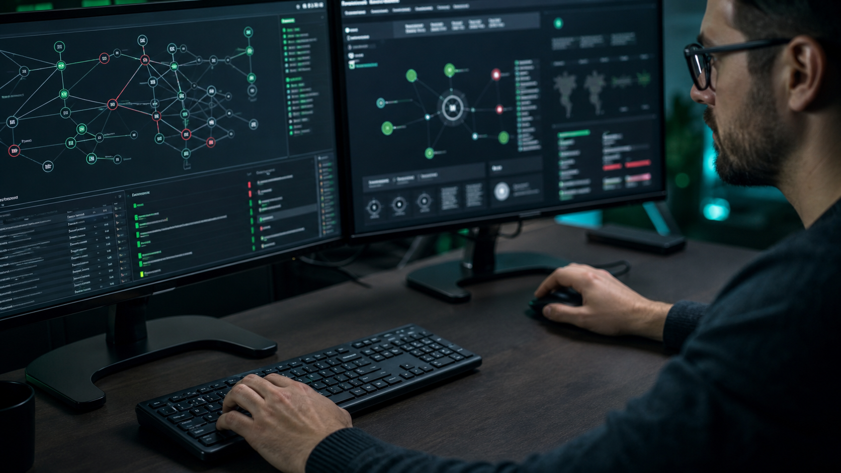 Analyst investigating connected security events