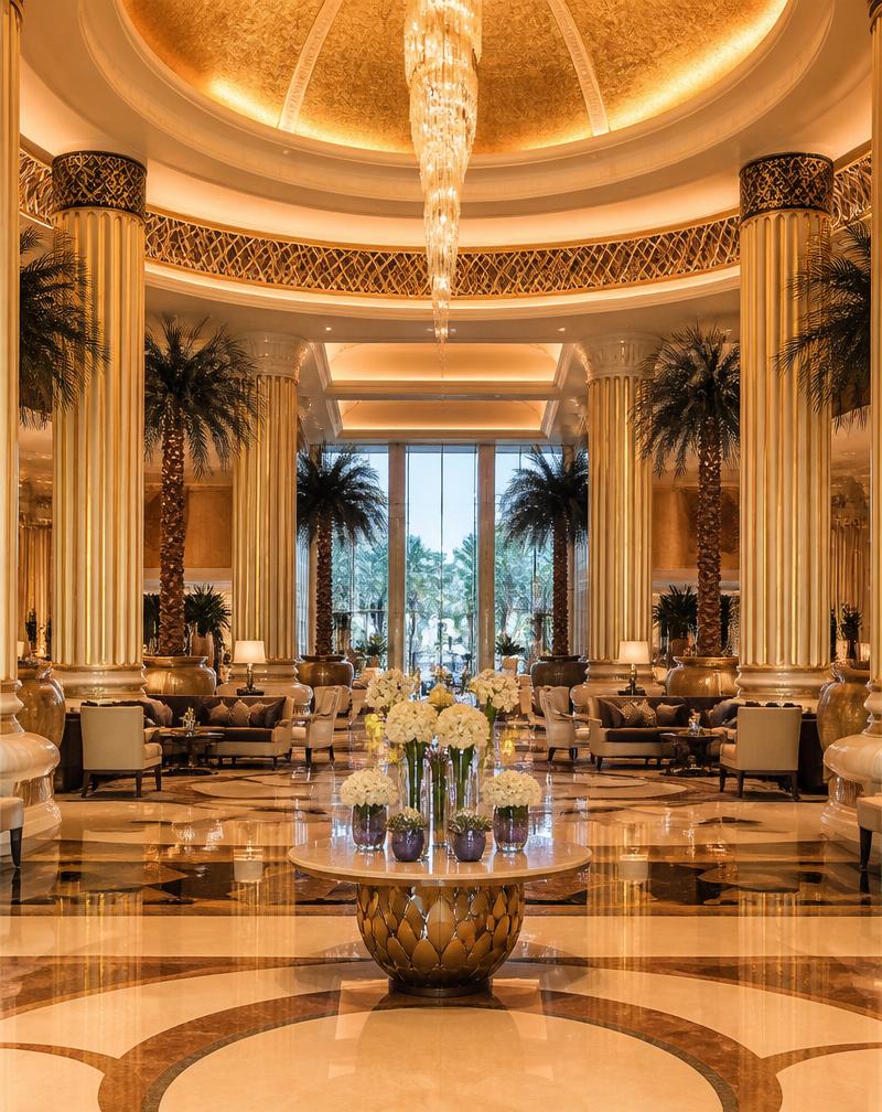 Luxury hotel lobby in Dubai supported by the best Ivanti partner Dubai