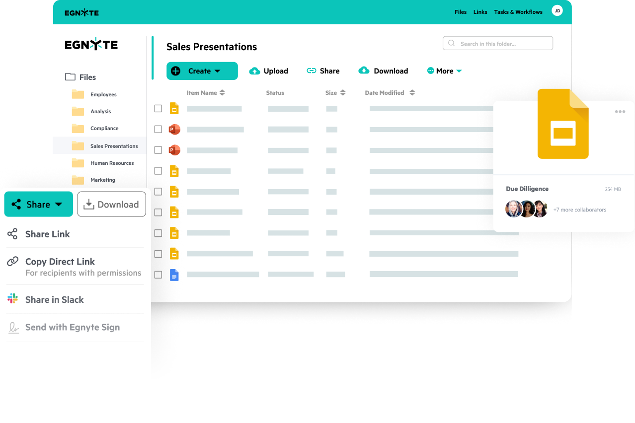 Official Egnyte collaboration workspace for enterprise file sharing