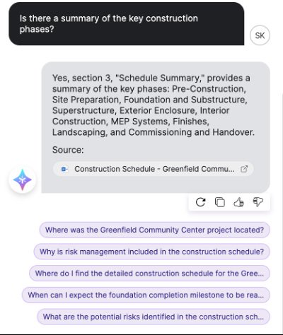 Official Egnyte Copilot interface illustrating suggested questions and conversational answers inside the Egnyte workflow
