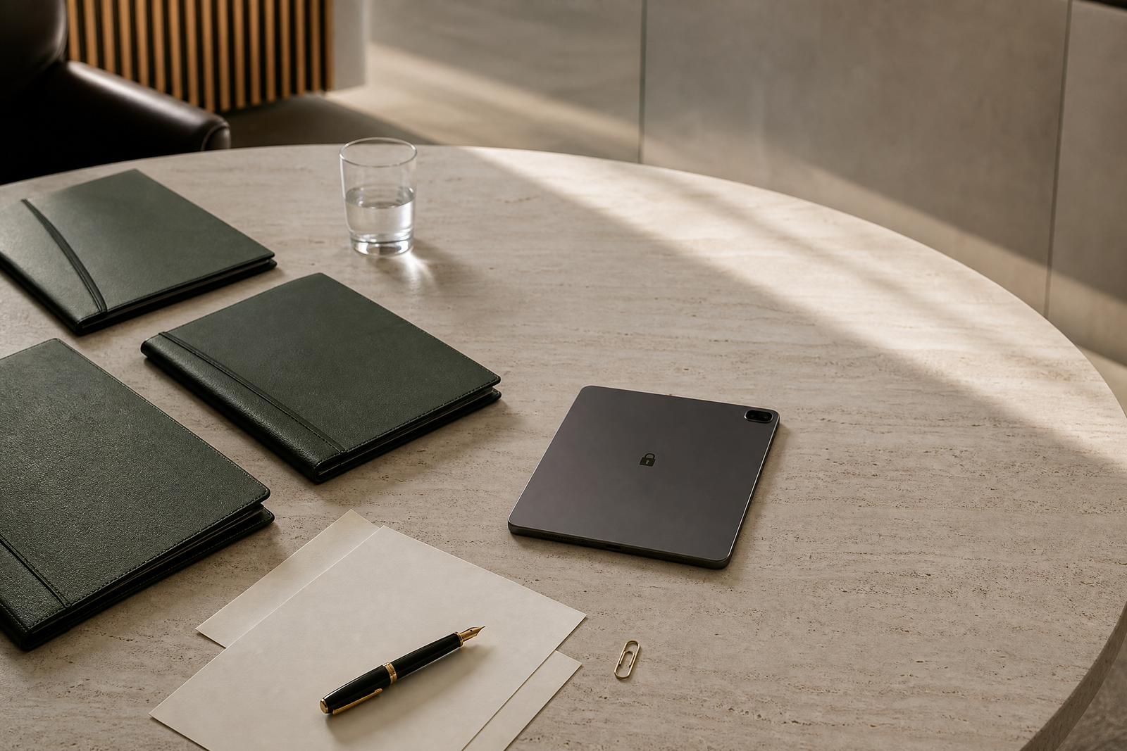 Confidential document folios prepared for a private advisory review