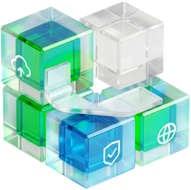 Veeam Data Platform green and blue transparent data protection cubes